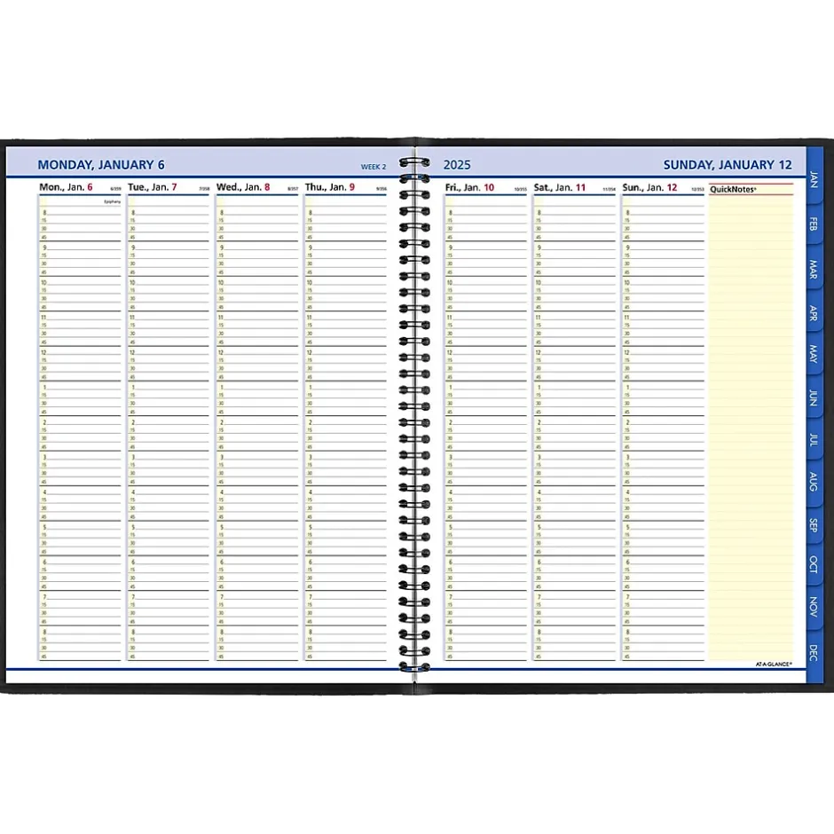 AT-A-GLANCE 2025 QuickNotes 8.25" x 11" Weekly & Monthly Appointment Book, Faux Leather Cover, Black (76-950-05-25) Clearance