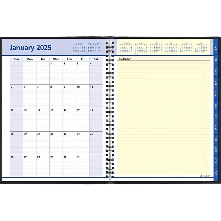 AT-A-GLANCE 2025 QuickNotes 8.25" x 11" Weekly & Monthly Appointment Book, Faux Leather Cover, Black (76-950-05-25) Clearance