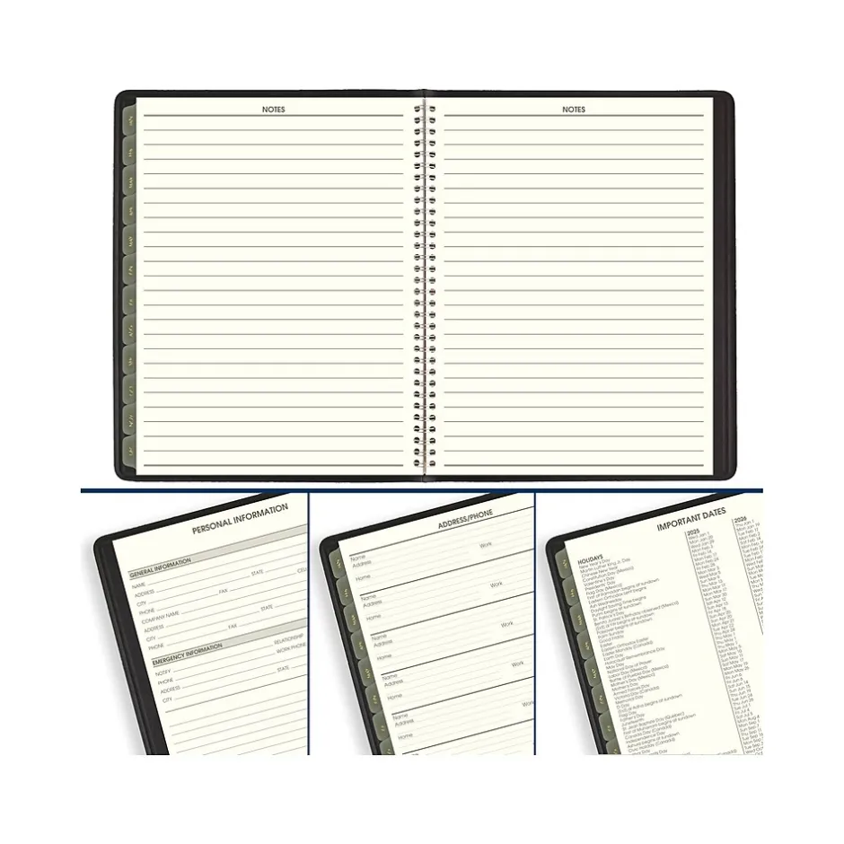AT-A-GLANCE 2025 Recycled 8.25" x 11" Weekly & Monthly Appointment Book Planner, Faux Leather Cover, Black (70-950G-05-25) Online