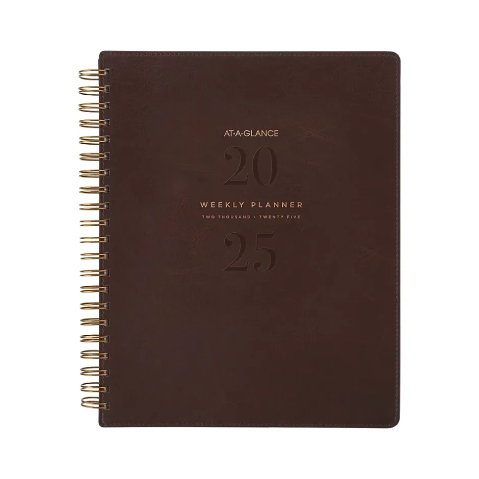AT-A-GLANCE 2025 Signature Collection 8.5" x 11" Weekly & Monthly Planner, Faux Leather Cover, Brown (YP905-09-25) Outlet
