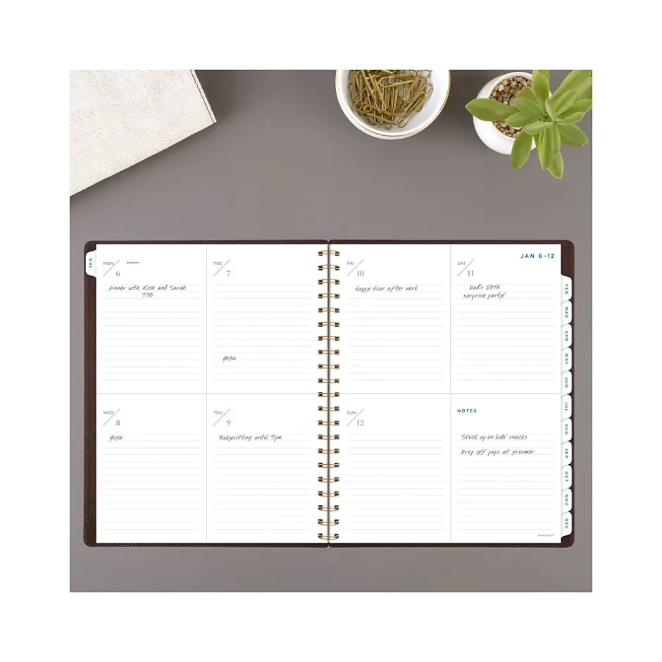 AT-A-GLANCE 2025 Signature Collection 8.5" x 11" Weekly & Monthly Planner, Faux Leather Cover, Brown (YP905-09-25) Outlet