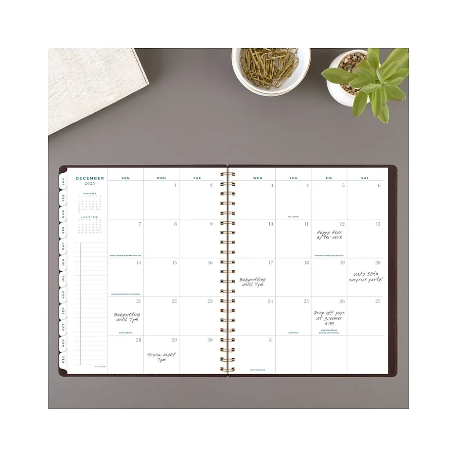 AT-A-GLANCE 2025 Signature Collection 8.5" x 11" Weekly & Monthly Planner, Faux Leather Cover, Brown (YP905-09-25) Outlet