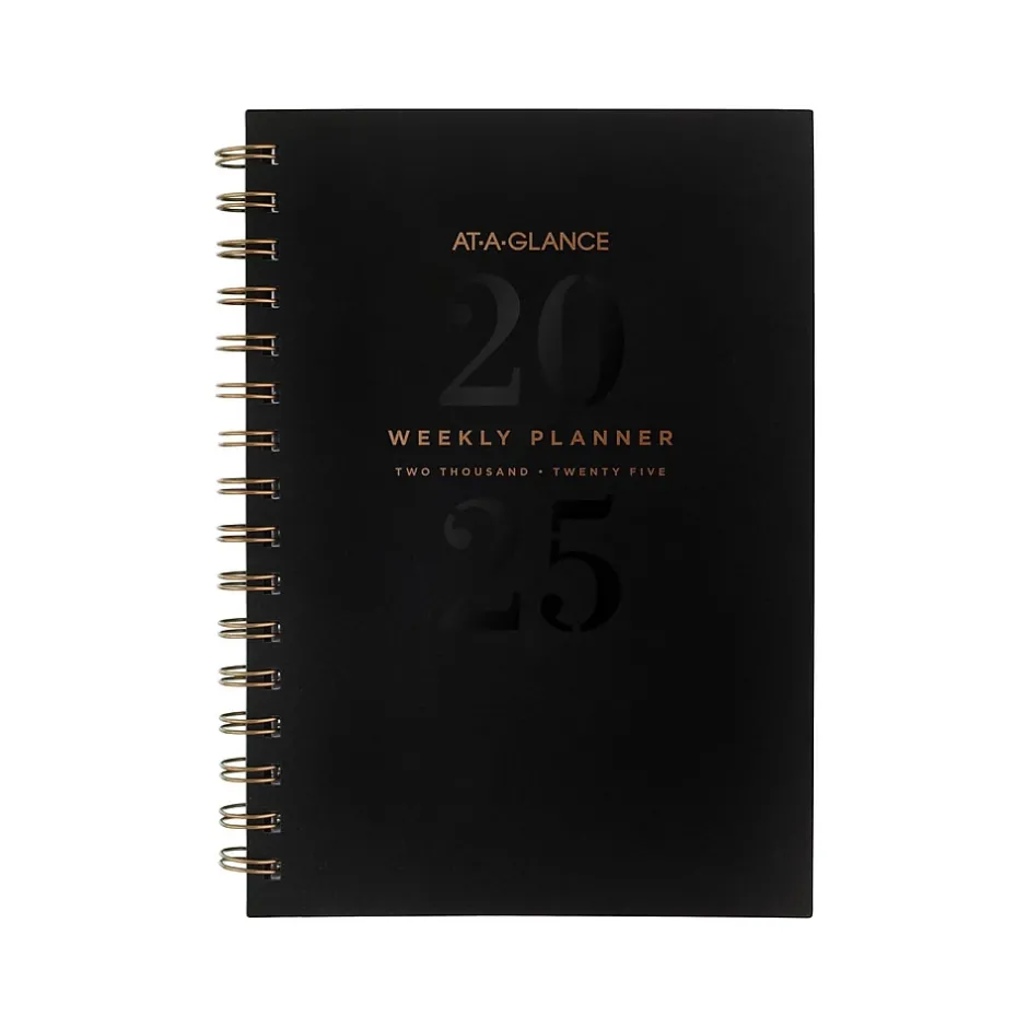 AT-A-GLANCE 2025 Signature Lite 5.5" x 8.5" Weekly & Monthly Planner, Poly Cover, Black (YP200L-05-25)