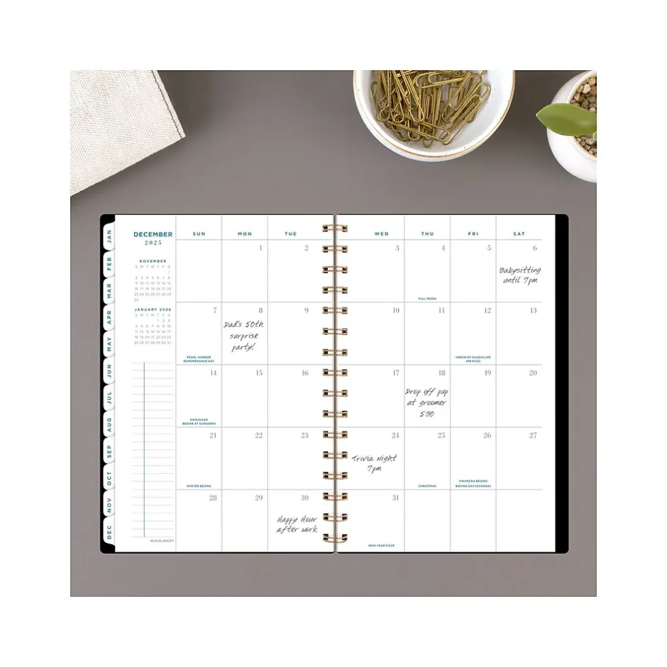 AT-A-GLANCE 2025 Signature Lite 5.5" x 8.5" Weekly & Monthly Planner, Poly Cover, Black (YP200L-05-25)