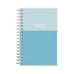 Blue Sky 2025 Blue Block 3.63" x 6.13" Weekly & Monthly Planner, Plastic Cover, Blue/Light Blue (152251) New