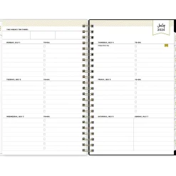 Blue Sky 2024-2025 Day Designer Painted Leopard Gray 5" x 8" Academic Weekly & Monthly Planner, Plastic Cover, Black/Gray Clearance
