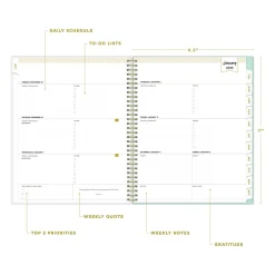 Blue Sky 2025 Day Designer Secret Garden Mint Green 8.5