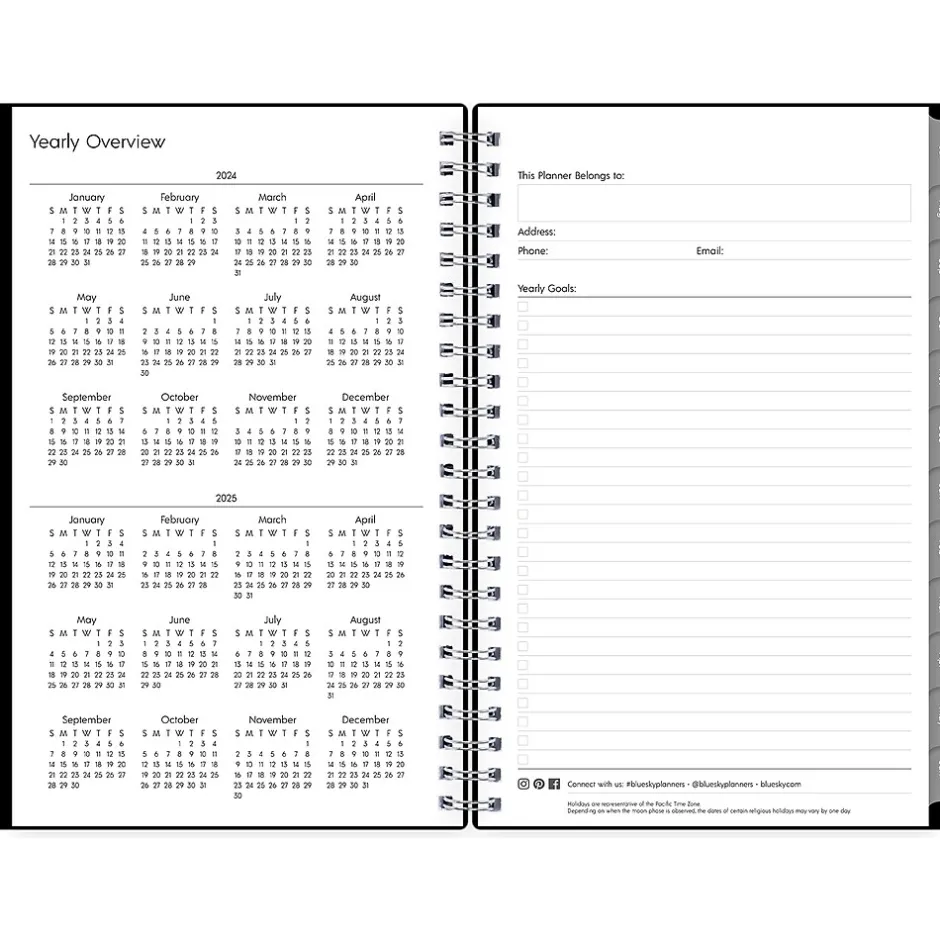 Blue Sky 2024-2025 Enterprise 5" x 8" Academic Weekly & Monthly Planner, Plastic Cover, Black (130611-A25) Discount