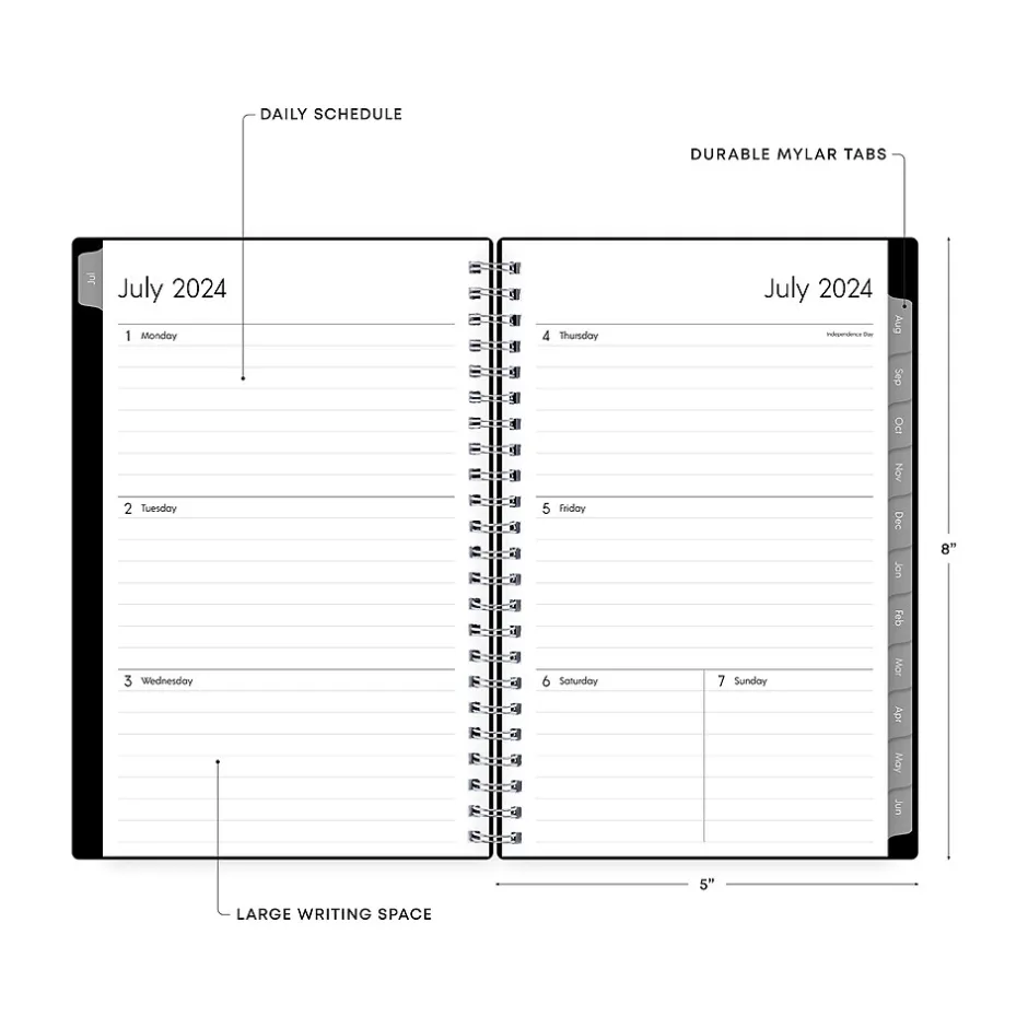 Blue Sky 2024-2025 Enterprise 5" x 8" Academic Weekly & Monthly Planner, Plastic Cover, Black (130611-A25) Discount