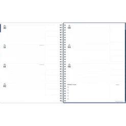 Blue Sky 2025 inkWELL Press Twilight Blooms 8.5" x 11" Weekly & Monthly Planner, Plastic Cover, Blue/Yellow (152447) Clearance