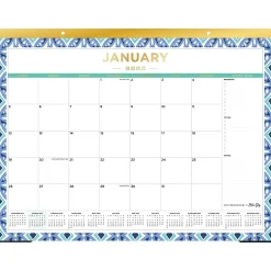 Blue Sky 2025 Tile 22" x 17" Monthly Desk Pad Calendar, Blue/White (133694-25) New