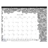 Blueline 2025 DoodlePlan Botanica 22" x 17" Monthly Coloring Desk Pad Calendar, White/Black (C2917311) Online