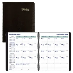 Blueline 2025 Plan & Link 7.25" x 9.25" Monthly Planner, Faux Leather Cover, Black (C1200.81T) Hot