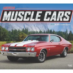 BrownTrout 2025 American Muscle Cars 7" x 12" Monthly Deluxe Wall Calendar (9781975479398) Sale