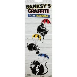 BrownTrout 2025 Banksy's Graffiti 6.75" x 16.5" Monthly Slimline Wall Calendar (9781975480677) Clearance