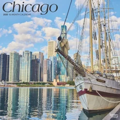 BrownTrout 2025 Chicago 12" x 24" Monthly Square Wall Calendar, (9781975474645)