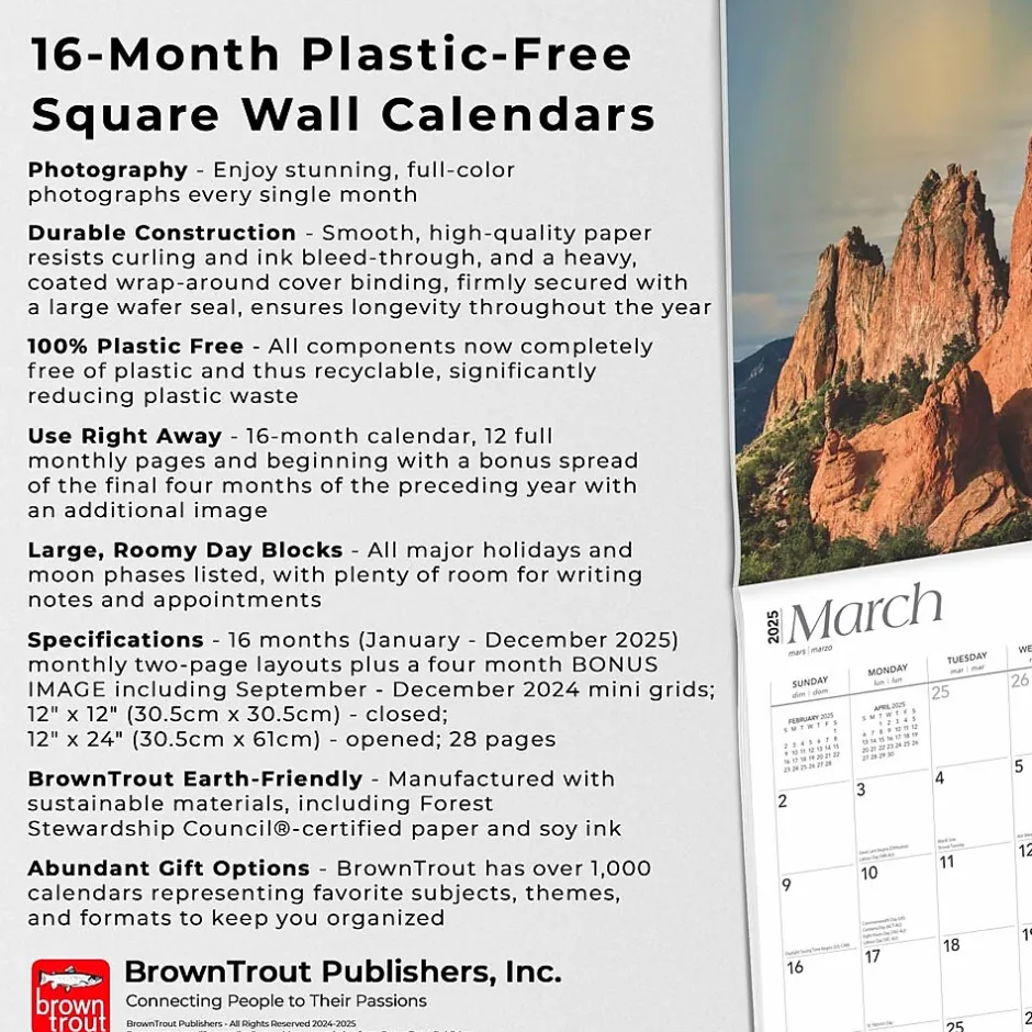 BrownTrout 2025 Colorado Wild & Scenic 12" x 24" Monthly Square Wall Calendar (9781975474713) Sale