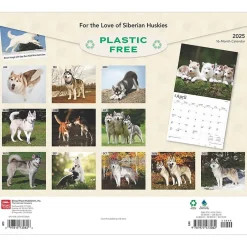 BrownTrout 2025 For the Love of Siberian Huskies 7" x 12" Monthly Wall Calendar (9781975473082) New