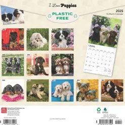 BrownTrout 2025 I Love Puppies 12" x 12" Monthly Wall Calendar (9781975477592)
