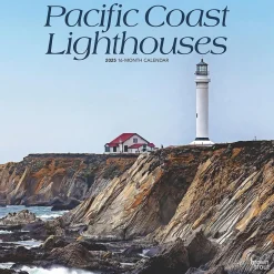 BrownTrout 2025 Pacific Coast Lighthouses 12" x 12" Monthly Square Wall Calendar (9781975475109) Best