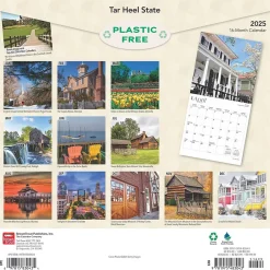 BrownTrout 2025 Tar Heel State North Carolina Places 12" x 12" Monthly Square Wall Calendar (9781975483043)