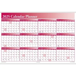 ComplyRight 2025 Full Calendar Planner 36" x 24" Yearly Dry Erase Wall Calendar, Burgundy (J0056BU) Clearance