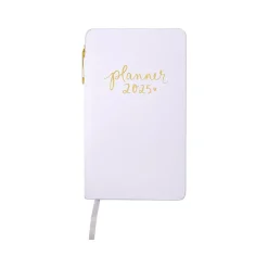 Eccolo 2025 4.25" x 7.5" Weekly Planner, Faux Leather Cover, White/Yellow (AY25-401F) Hot