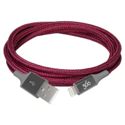 Power Cables<360 Electrical Habitat 4' USB A Male/Lightning 8-Pin Male, Cranberry (360650-CB)