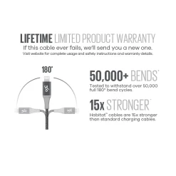 Power Cables<360 Electrical Habitat 4' USB A Male/Lightning 8-Pin Male, Cranberry (360650-CB)