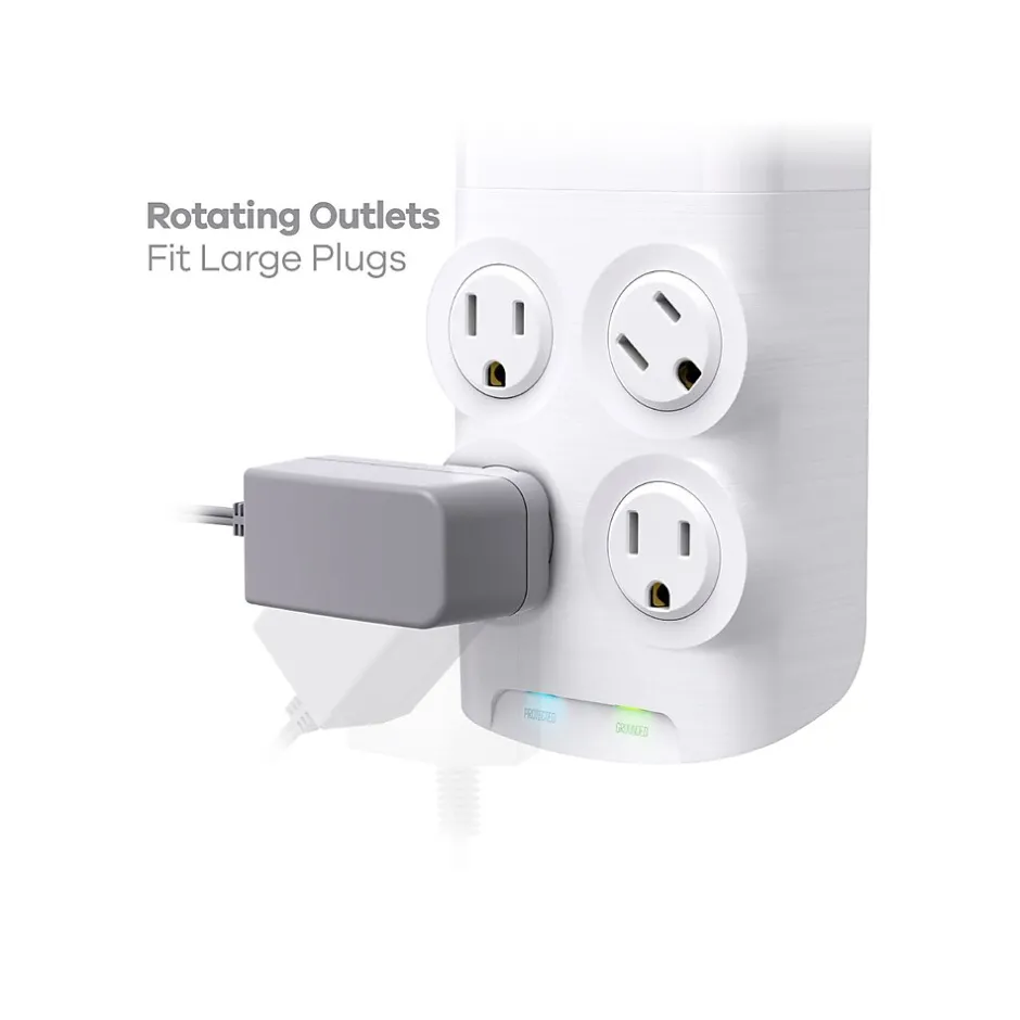 Surge Protectors & Power Strips<360 Electrical Revolve24 4-Outlet 4-USB Port Surge Protector, White (3E0775-WHT6NA)