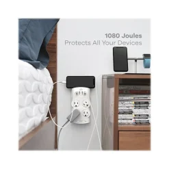 Surge Protectors & Power Strips<360 Electrical Revolve24 4-Outlet 4-USB Port Surge Protector, White (3E0775-WHT6NA)