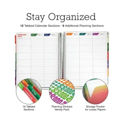 Global Printed Products 2024-2025 Spring Floral 8.5" x 11" Academic Weekly & Monthly Teacher Planner, Plastic Cover Clearance