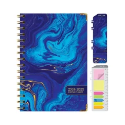 Global Printed Products 2024-2025 Blue Marble 5.5" x 8" Academic Weekly & Monthly Planner, Paper Cover, Blue/Gold (AY24-07-S) Discount