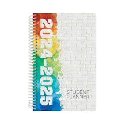 Global Printed Products 2024-2025 White Brick 5.5" x 8.5" Weekly & Monthly Student Planner, Paper Cover (SC24-SM-5585-S) Clearance