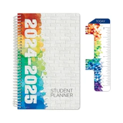 Global Printed Products 2024-2025 White Brick 5.5" x 8.5" Weekly & Monthly Student Planner, Paper Cover (SC24-SM-5585-S) Clearance