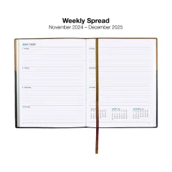 Global Printed Products 2025 8" x 10" Weekly & Monthly Planner, Faux Leather Cover, Black/Brown (SPLS25-BRN810) Clearance