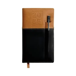 Global Printed Products 2025 3.5" x 6" Weekly & Monthly Planner, Faux Leather Cover, Black/Brown (SPLS25-BRN36-P) Discount