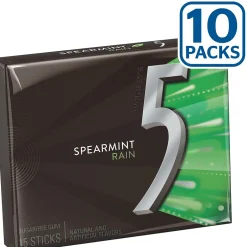 Gum & Mints<5 Gum Sugar Free Gum, Spearmint Rain, 10/Box (WMW51404)