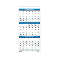 House of Doolittle 2025 12.25" x 26" Three-Month Wall Calendar, White/Blue (3640-25) Best