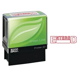 2000 Plus Green Line Pre-Inked Stamp, ENTERED, Red Ink (098368)
