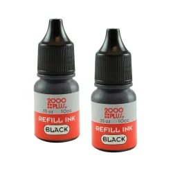 2000 Plus Ink Refill for Pre-Inked Stamps, Black Ink, 2/Pack (090689) Clearance