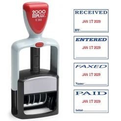2000 Plus S 360 Dater, RECEIVED, PAID, ENTERED, FAXED, Blue and Red Inks (032519) Sale