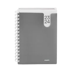 Poppin 2023-2024 6" x 8.5" Academic Weekly & Monthly Planner, Dark Gray (109414) New
