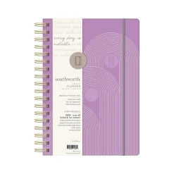 Southworth 2024-2025 Plum Geo 7" x 9.25" Academic Year Weekly & Monthly Planner, Hardsided Cover, Purple/White (91489) New