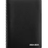 Staples 2024-2025 5" x 8" Academic Daily Appointment Book, Faux Leather Cover, Black (ST60364-23)