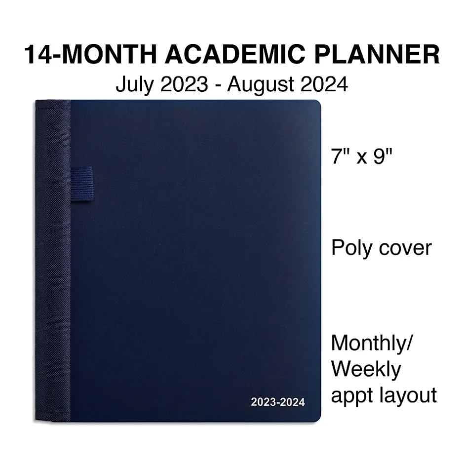Staples 2023-2024 7" x 9" Academic Weekly & Monthly Appointment Book, Blue (ST60360-23) New
