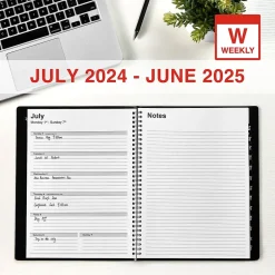 Staples 2024-2025 8" x 11" Academic Weekly & Monthly Planner, Faux Leather Cover, Black (ST23572-23) Clearance