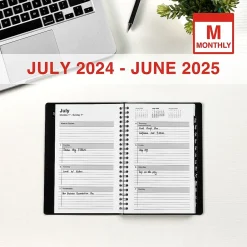 Staples 2024-2025 5" x 8" Academic Weekly & Monthly Planner, Faux Leather Cover, Black (ST23570-23) New