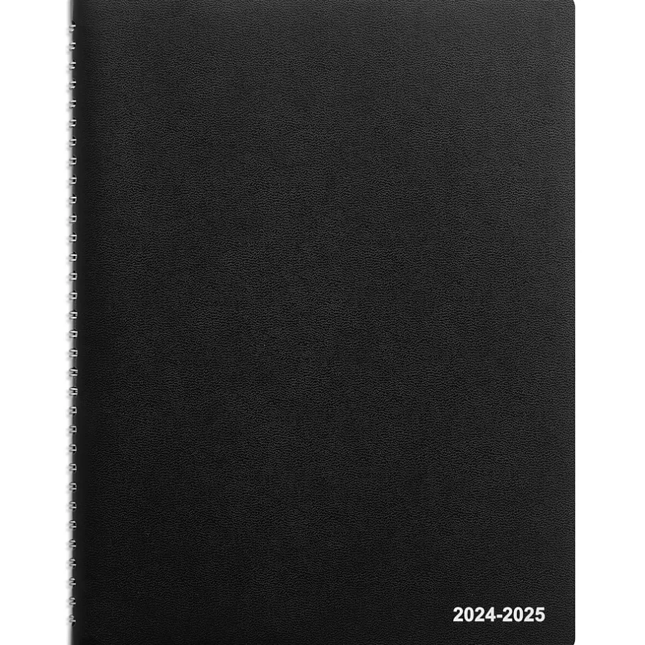 Staples 2024-2025 8" x 11" Academic Weekly & Monthly Appointment Book, Faux Leather Cover, Black (ST60363-23)