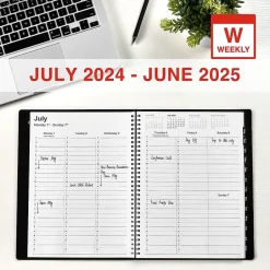 Staples 2024-2025 8" x 11" Academic Weekly & Monthly Appointment Book, Faux Leather Cover, Black (ST60363-23)